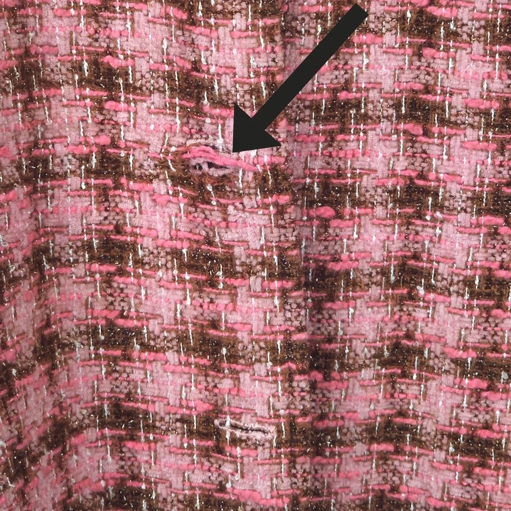Studio Bini Vintage Girls 4T Pink Tweed Faux Fur Coat Jacket Brown USA
